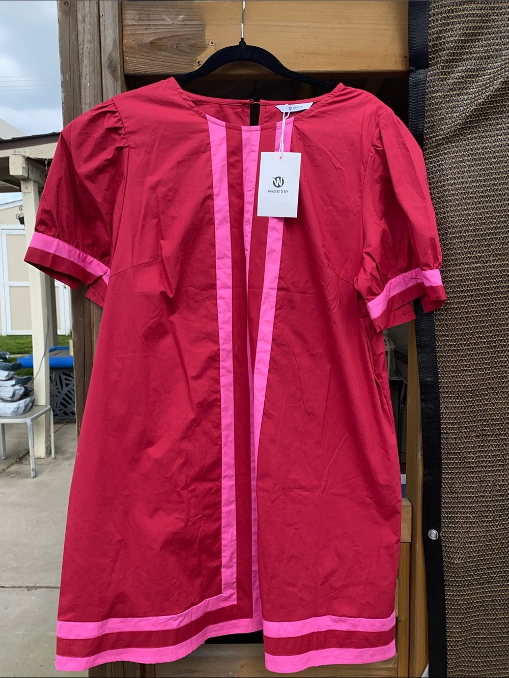 Wenrine Red & Pink Short Sleeve Shift Dress
